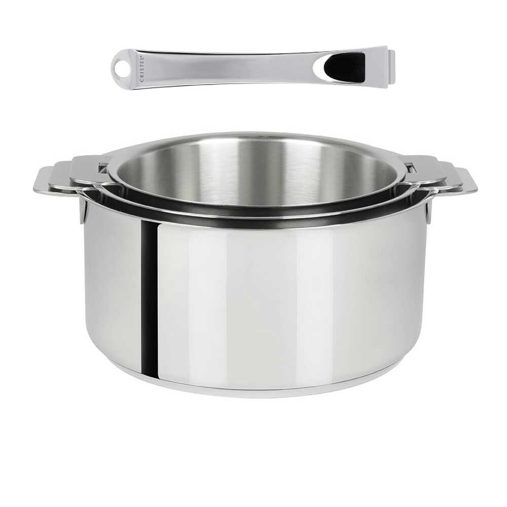 Série de 3 Casseroles Inox Mutine avec 1 poignée Casteline OFFERTE - CRISTEL