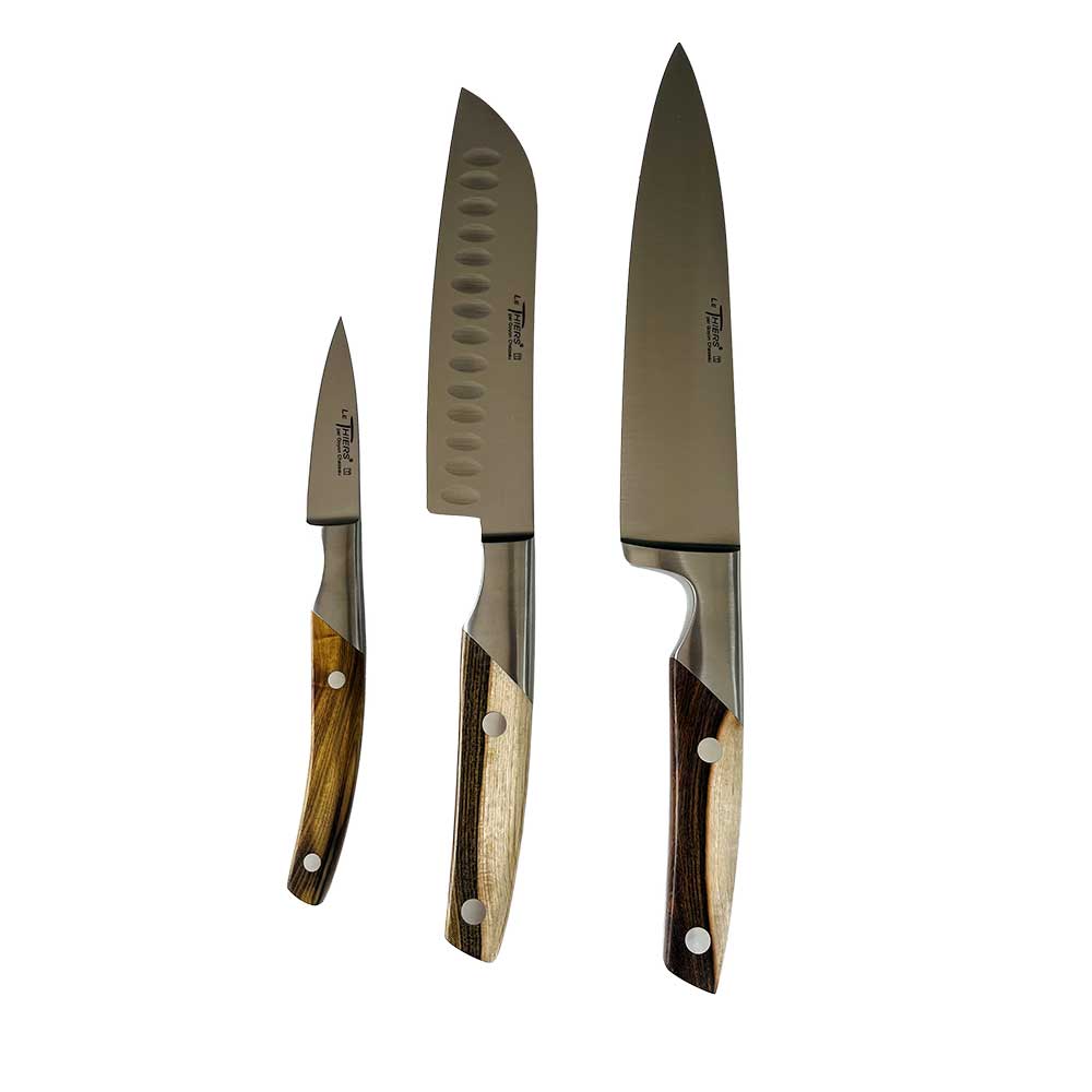 Coffret 3 couteaux de cuisine Le Thiers Pistachier - GOYON-CHAZEAU
