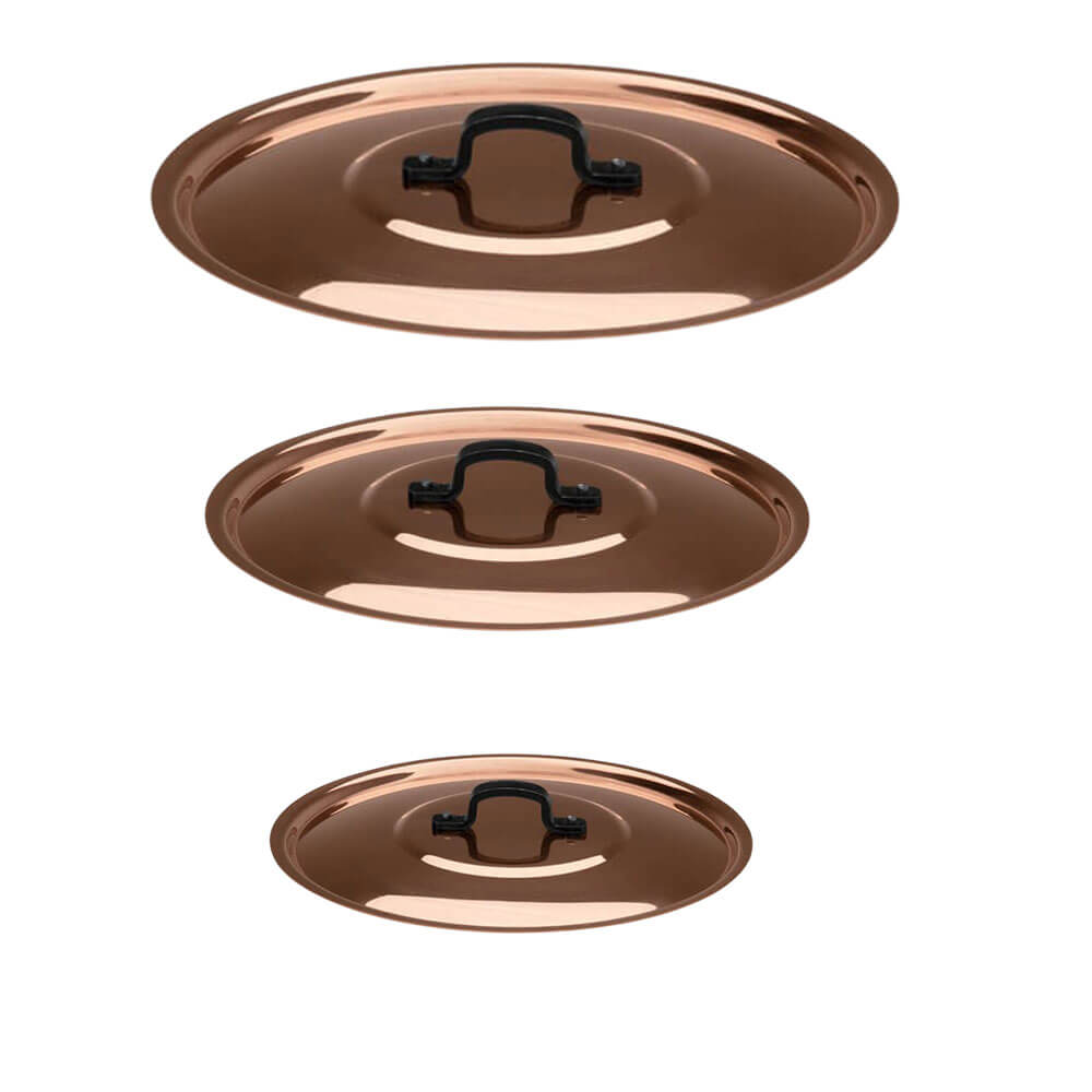 Lot de 3 Couvercles Cuivre Etamé - BAUMALU