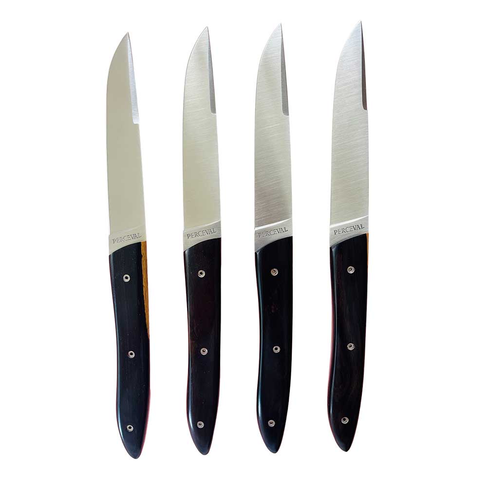 Coffret de 4 Couteaux de table UBAC - ébène de Mozambique - PERCEVAL