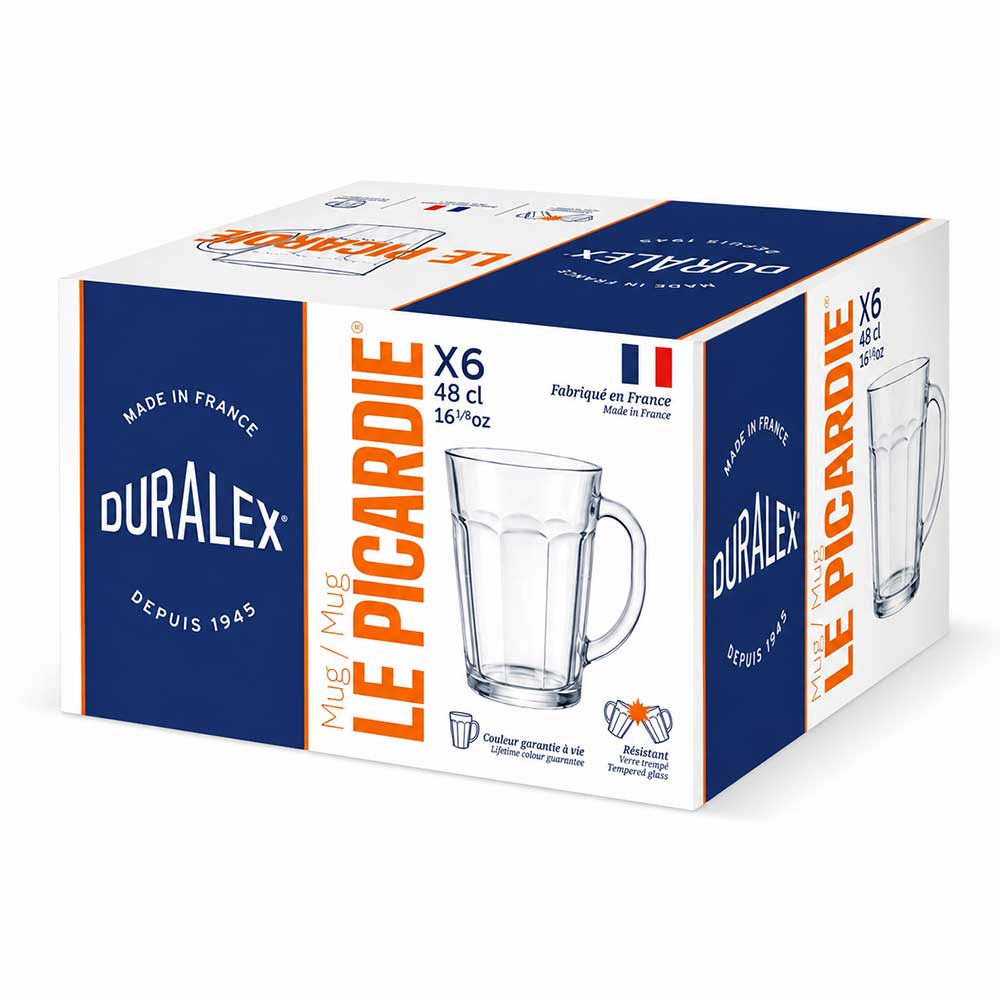 Lot de 6 Mugs Transparent 48 cl PICARDIE - DURALEX