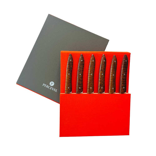 Coffret 6 couteaux UBAC bois d'amourette - PERCEVAL promo
