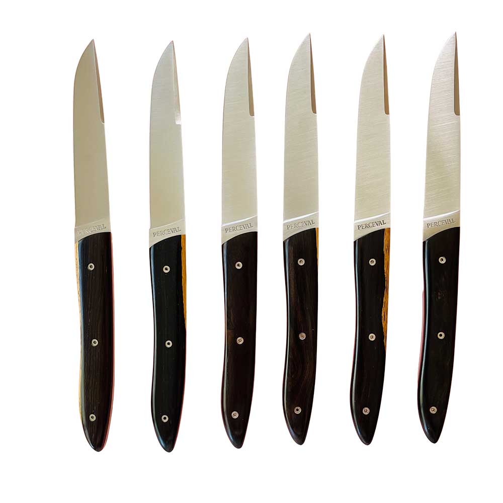 Coffret de 6 Couteaux de table UBAC - ébène de Mozambique - PERCEVAL