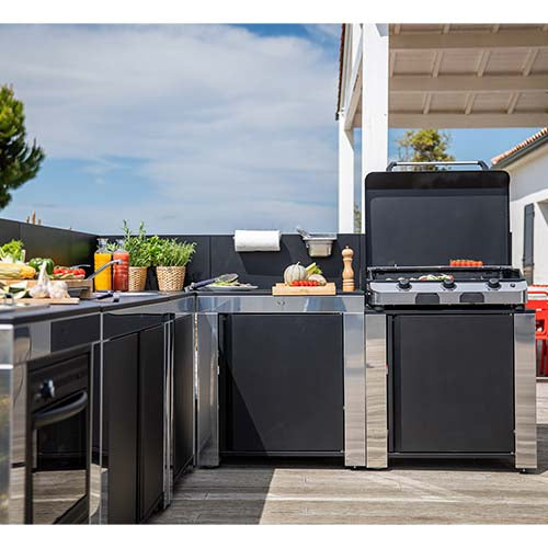 Ensemble Cuisine Extérieure Deluxe 6 Modules Noir et Inox - ENO