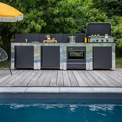 Cuisine Comfort 4 Modules Noir et Inox - ENO