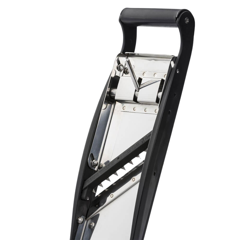Arrière de la Mandoline inox Compact-PRO BASALTE 2 peignes effileurs (4 & 10 mm) - Louis Tellier