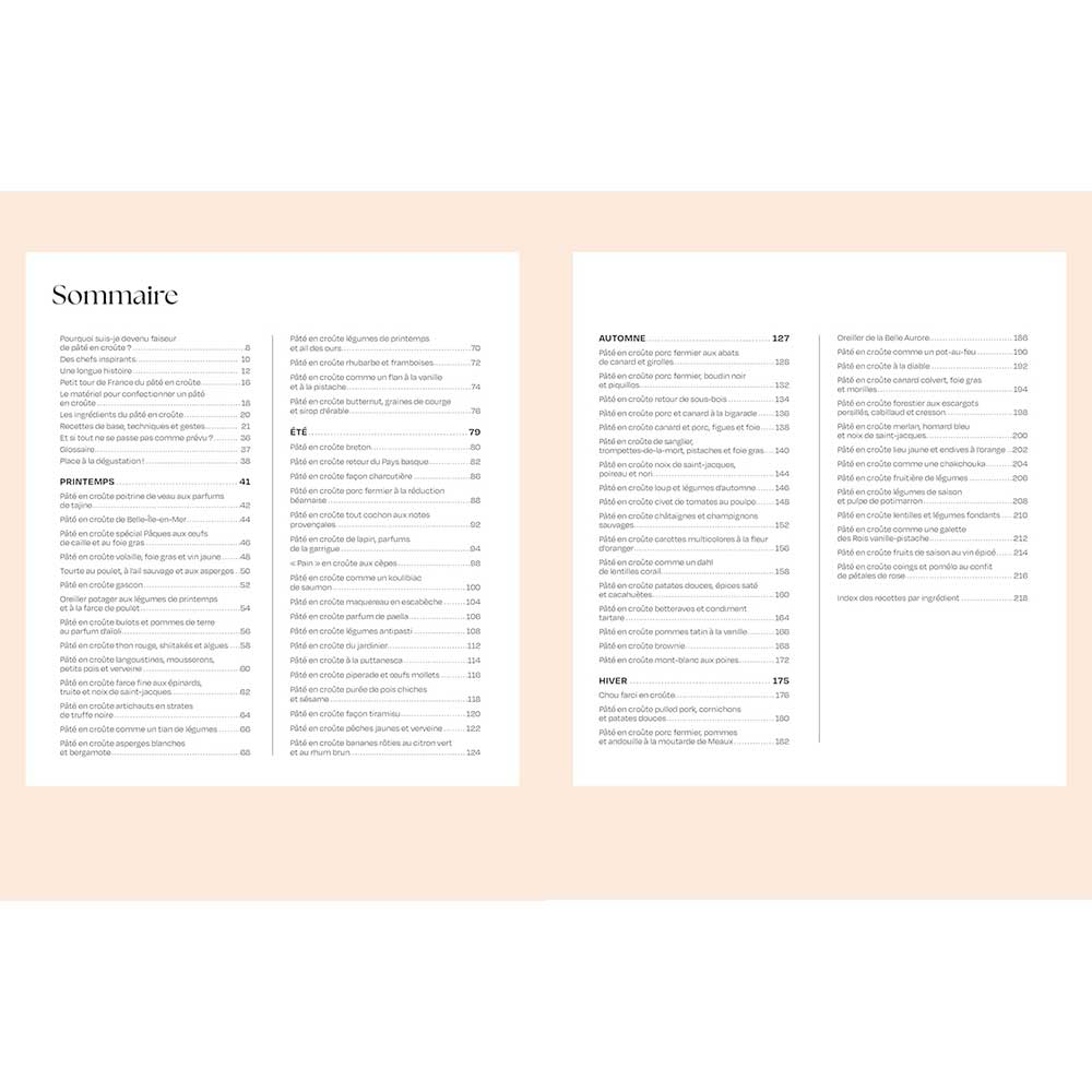 Sommaire du livre l'art du Pâté en Croûte Chef Frédéric Le Guen-Geffroy - LAROUSSE