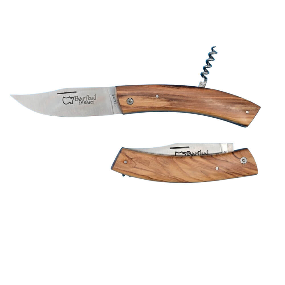 Couteau pliant Baribal 12cm Olivier avec Tire-Bouchon - Au Sabot