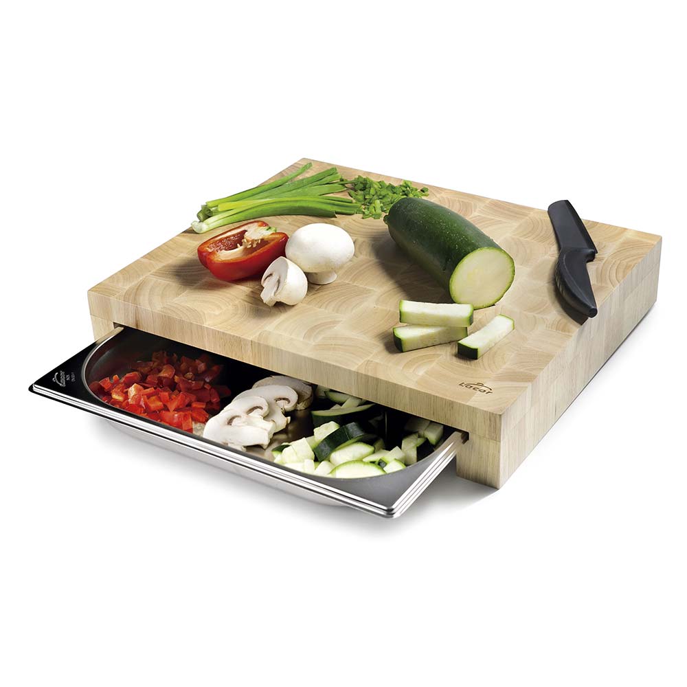 Billot en bois et bac gastronomique inox - ENO accessoire utile, pratique et élégant