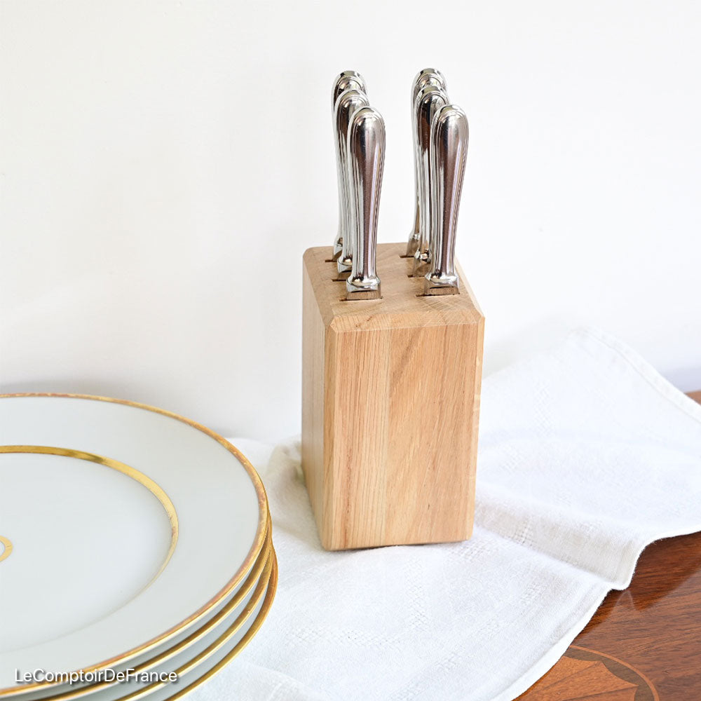 Bloc 6 couteaux Chêne massif pas cher