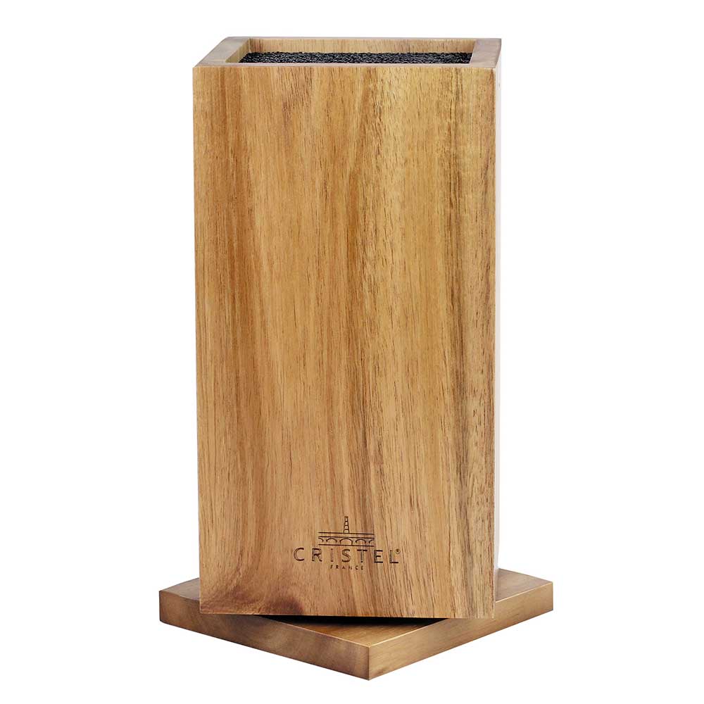 Bloc 7 Couteaux ROTATIF - Acacia massif - CRISTEL bois