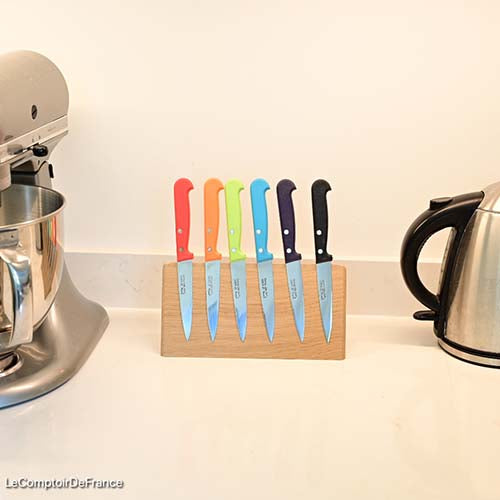 Petit bloc Magnétique pour Couteaux Bois Chêne massif 6 couteaux d'offices