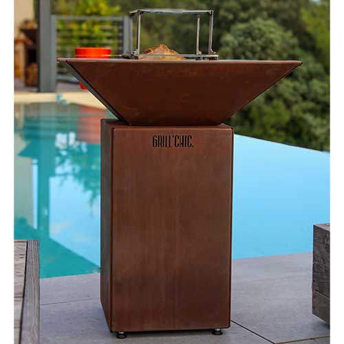 Brasero Auvergnat 62x62x76 cm CORTEN avec Grille OFFERTE - GRILL CHIC promotion