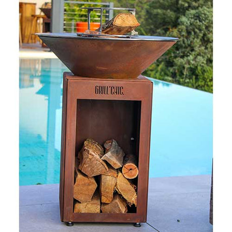 Brasero Auvergnat 60x76 cm CORTEN BOIS avec Grille OFFERTE - GRILL CHIC promotion