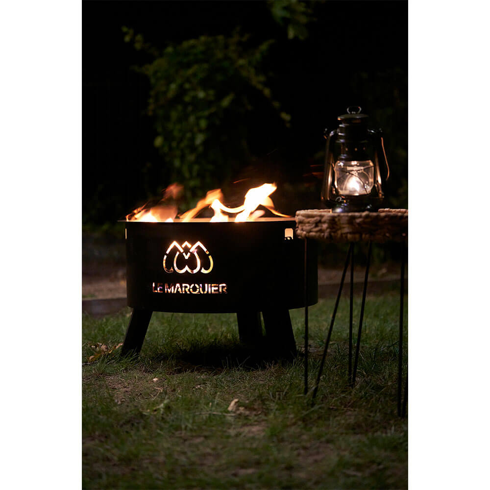 Brasero Original Noir en situation avec du feu - LE MARQUIER