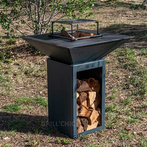 Brasero CEVENOL Carré 74x74x90 cm Acier Thermolaqué NOIR - GRILL CHIC