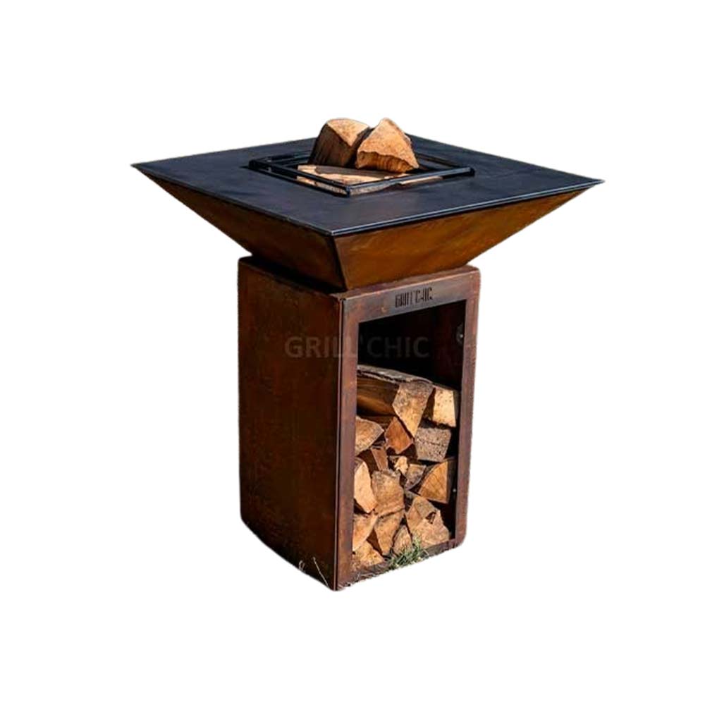Brasero Cévenol 74 x 74 x 90 cm CORTEN BOIS - GRILL CHIC