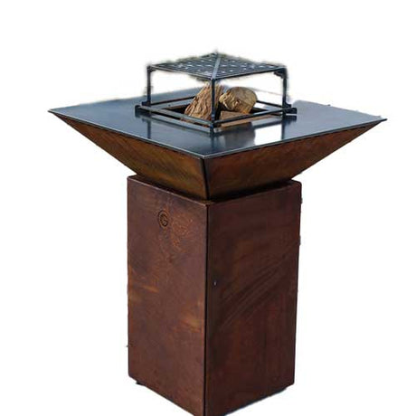Brasero Cévenol 74x74x90 cm CORTEN avec Grille OFFERTE - GRILL CHIC