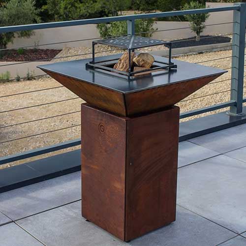Brasero Cévenol 74x74x90 cm CORTEN avec Grille OFFERTE - GRILL CHIC promo