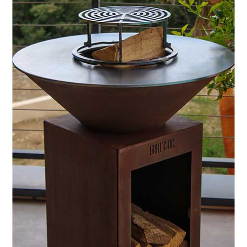 Brasero Cévenol 74x90 cm CORTEN BOIS avec Grille OFFERTE - GRILL CHIC promo