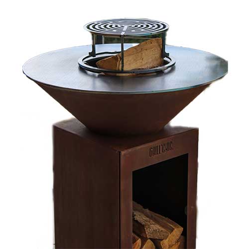 Brasero Cévenol 74x90 cm CORTEN BOIS avec Grille OFFERTE - GRILL CHIC