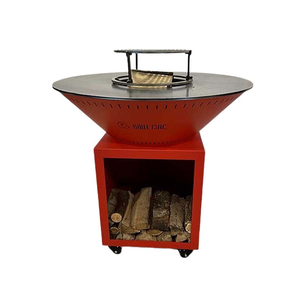 Brasero Classique 80 x 90 cm ACIER avec Grille OFFERTE - GRILL CHIC rouge