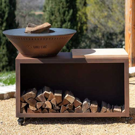 Brasero Traditionnel 80 x 90 cm ACIER avec Grille OFFERTE - GRILL CHIC imitation corten