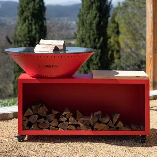 Brasero Traditionnel 80 x 90 cm ACIER avec Grille OFFERTE - GRILL CHIC rouge