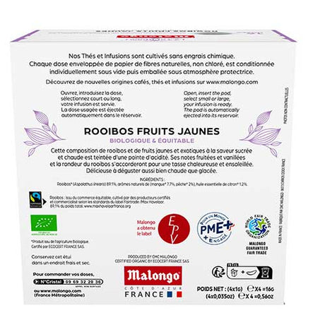 Capsules d'infusion Rooibos fruits jaunes - Machine EOH - MALONGO bio commerce équitable