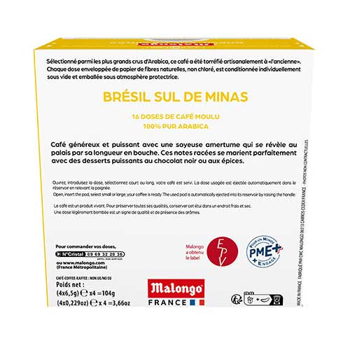 Capsules de café Brésil Sul de Minas - Machine EOH - MALONGO puissant, corsé
