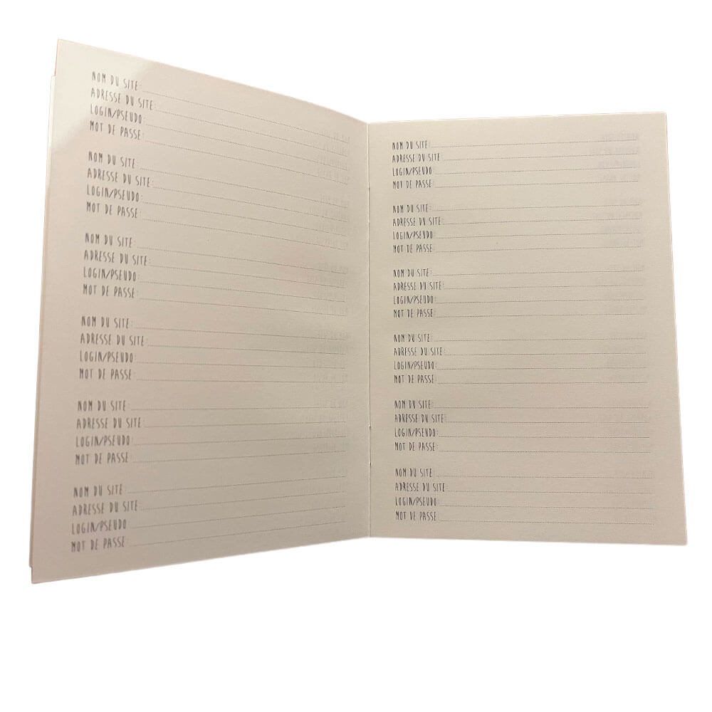 Intérieur du Carnet "Mots de passe" bleu - PASCALE EDITIONS