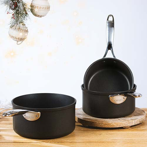 Lot de 3 Casseroles Aluminium Castel'Pro - CRISTEL poignée fixe froide inox