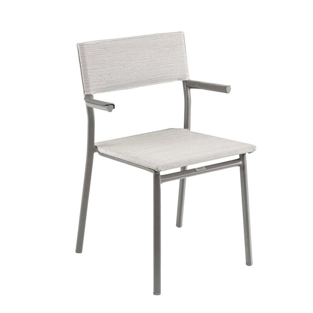Chaise de jardin Oron avec accoudoir toile Batyline DUO - LAFUMA galet