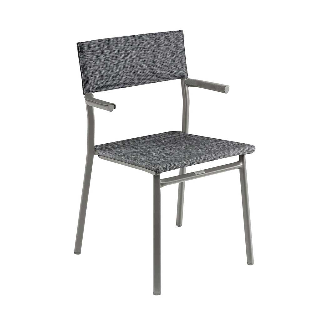 Chaise de jardin Oron avec accoudoir toile Batyline DUO - LAFUMA gris obsidian