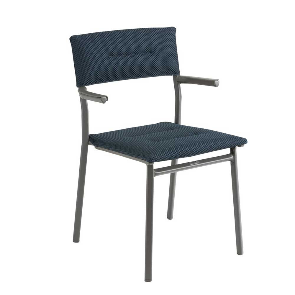 Chaise de jardin Oron avec accoudoir toile BeComfort - LAFUMA bleu encre