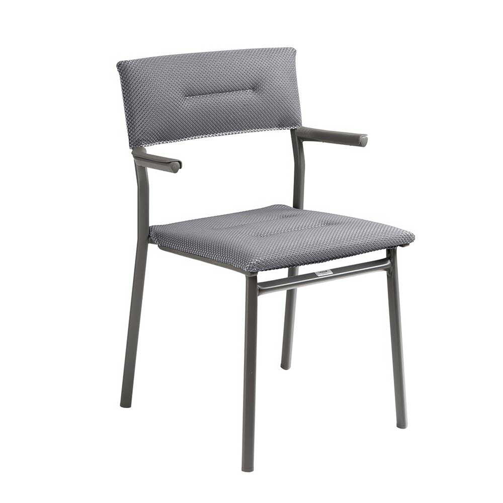 Chaise de jardin Oron avec accoudoir toile BeComfort - LAFUMA gris silver argent