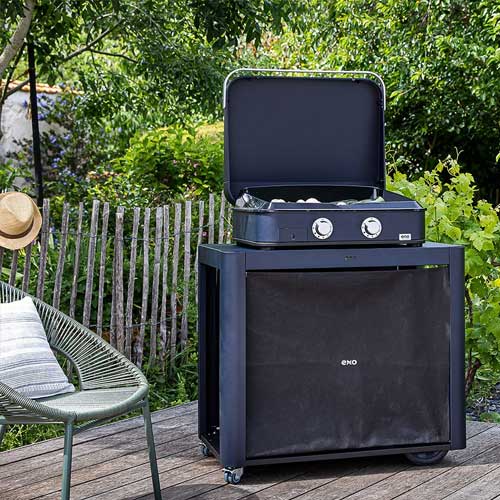 Chariot ACHILLE acier galvanisé avec rideau - ENO plancha au gaz ou plancha électrique