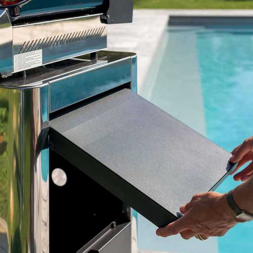 Chariot ACHILLE inox pour plancha - ENO tablette latérale rabattable