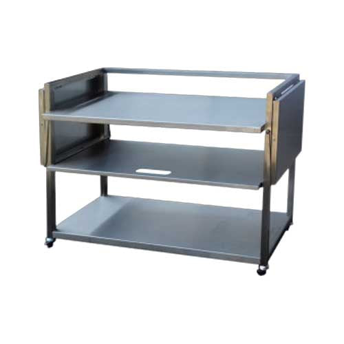 Chariot inox pour plancha 4 feux - PLANCHA TONIO quatre roues tablettes latérales rabattables