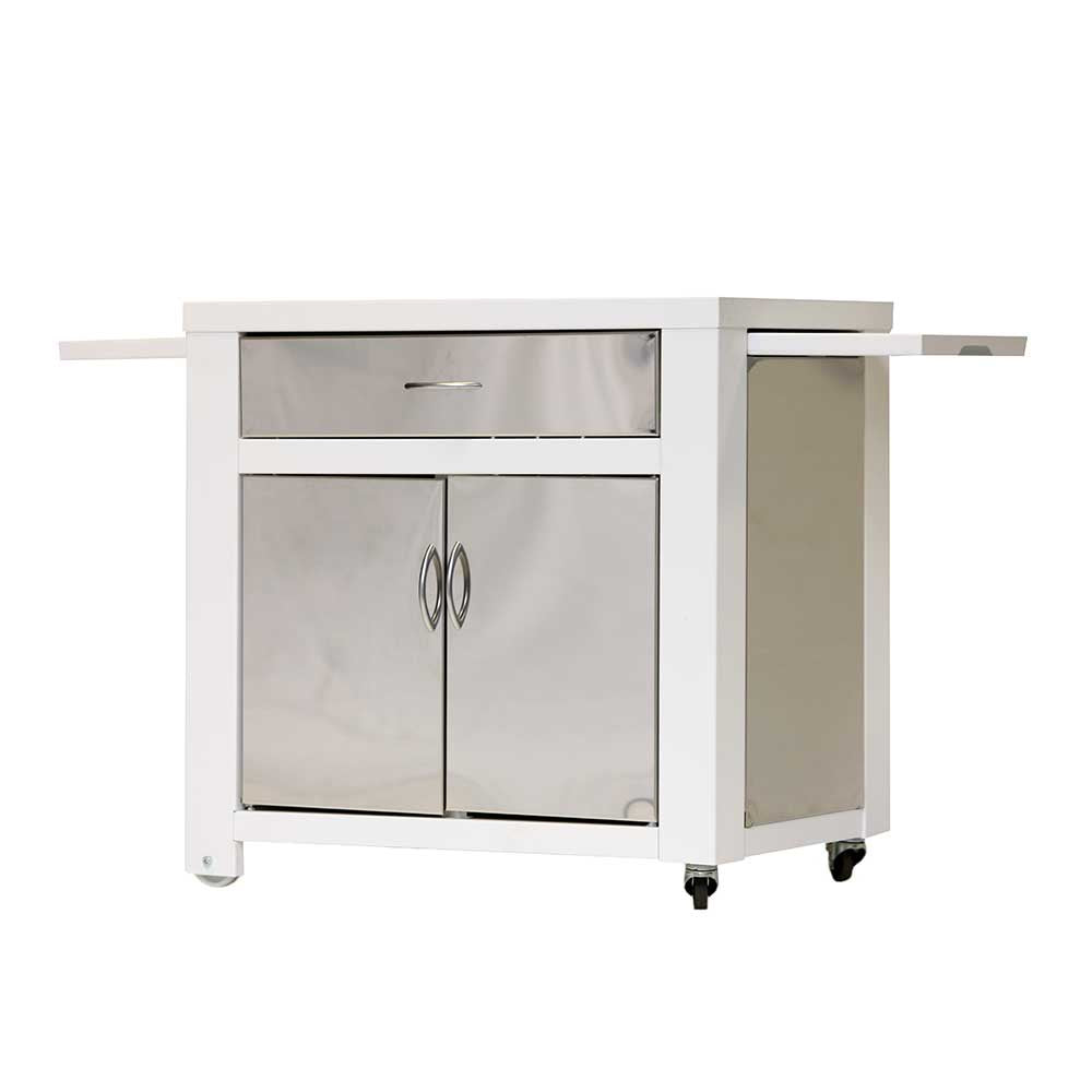 Chariot inox et acier époxy pour plancha gaz ou électrique - PLANCHA TONIO blanc