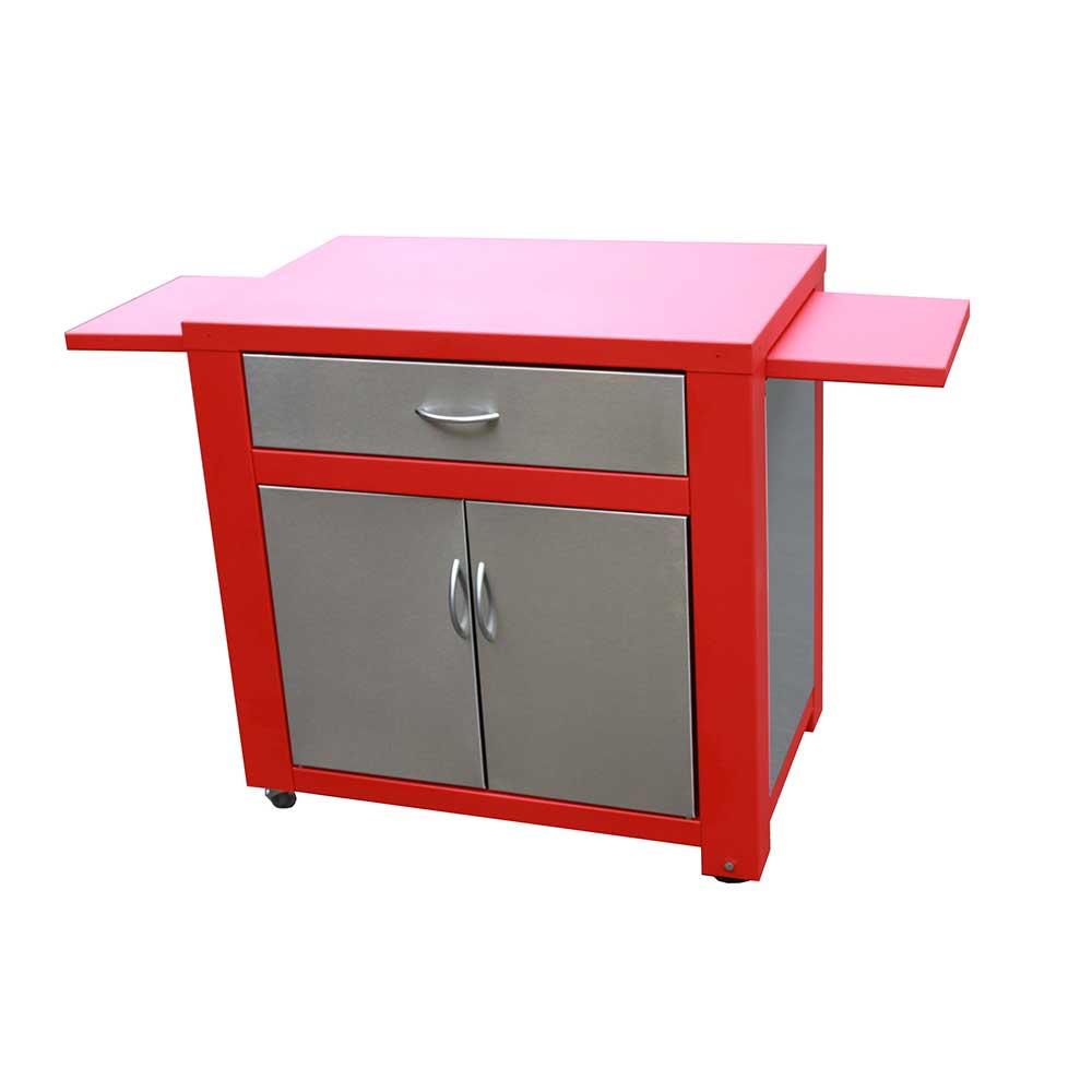 Chariot inox et acier époxy pour plancha gaz ou électrique - PLANCHA TONIO tablettes rabattables