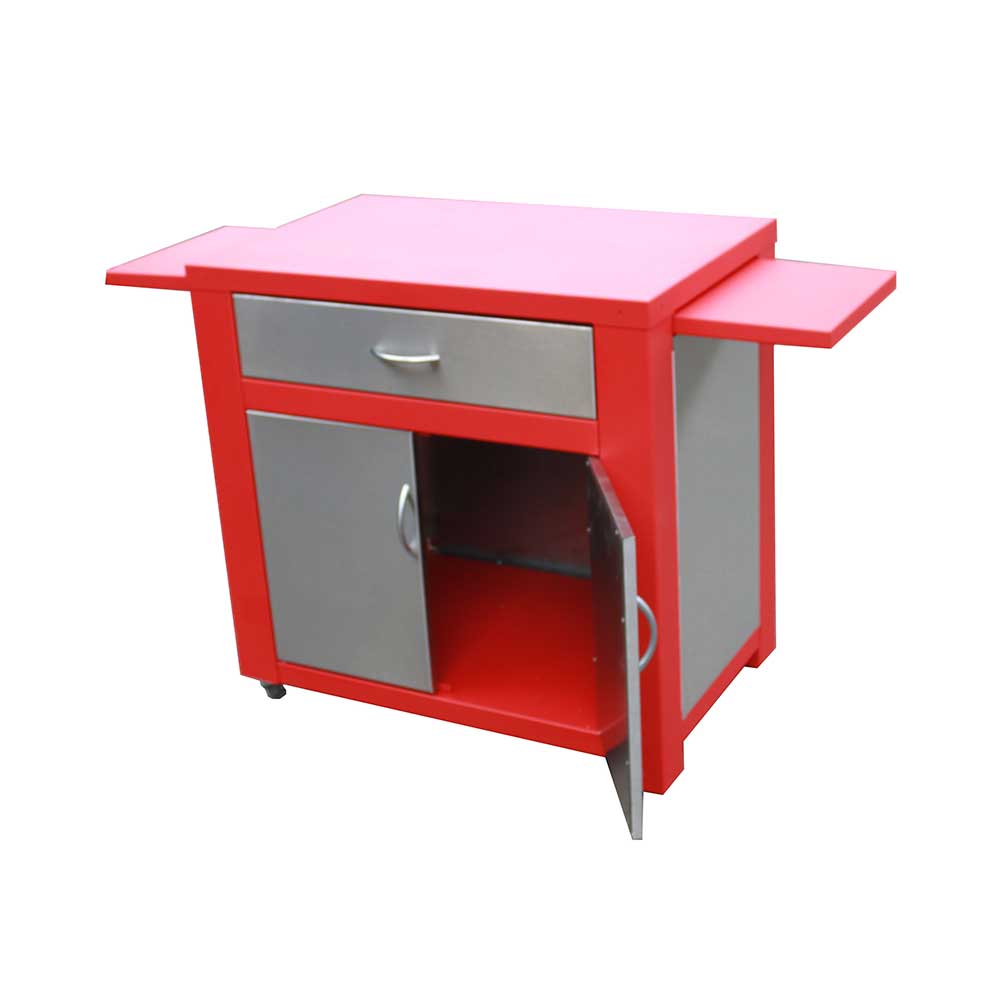 Chariot inox et acier époxy pour plancha gaz ou électrique - PLANCHA TONIO porte et espace de rangement