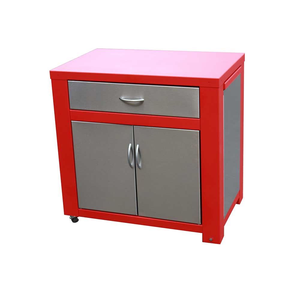 Chariot inox et acier époxy pour plancha gaz ou électrique - PLANCHA TONIO rouge