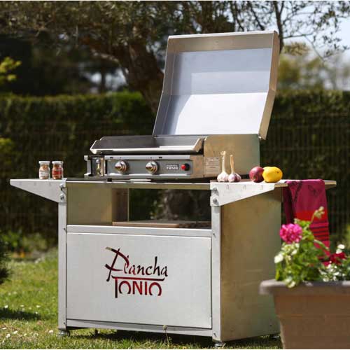 Chariot inox pour plancha gaz ou électrique - PLANCHA TONIO quatre roues
