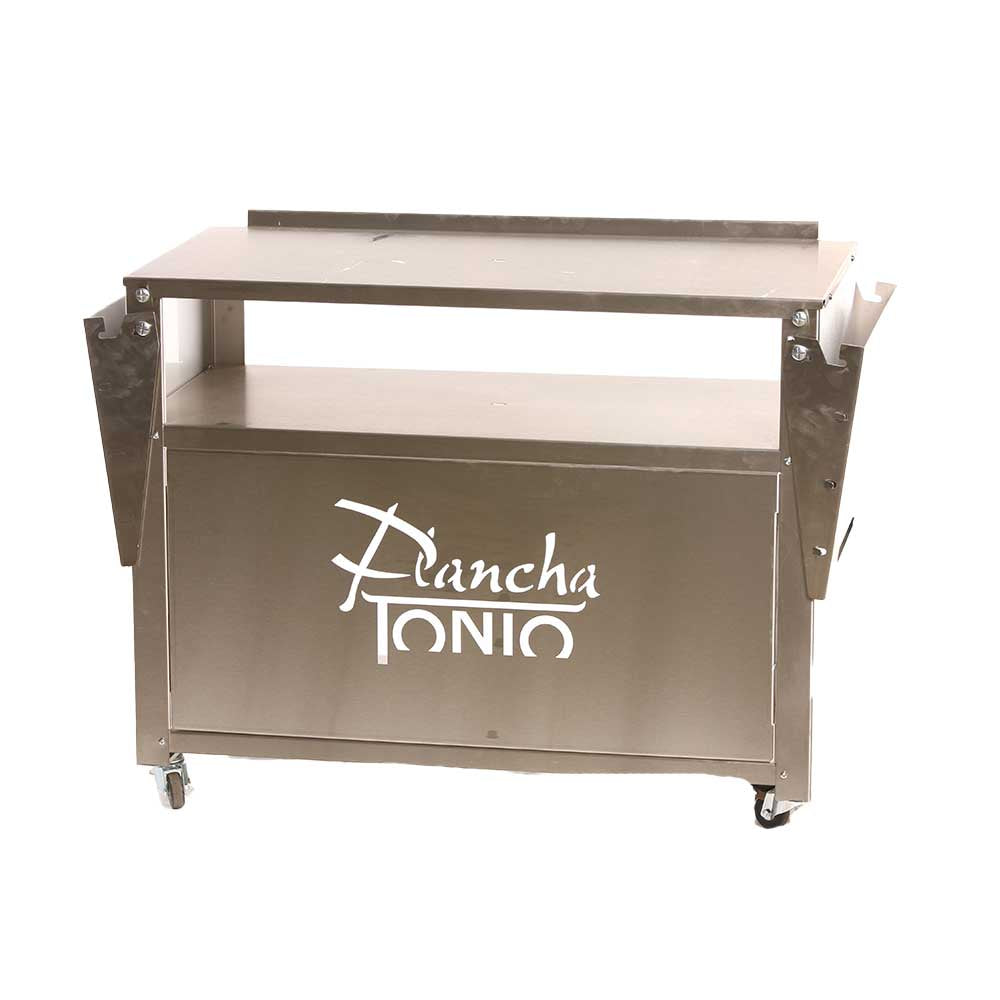 Chariot inox pour plancha gaz ou électrique - PLANCHA TONIO tablettes latérales rabattables