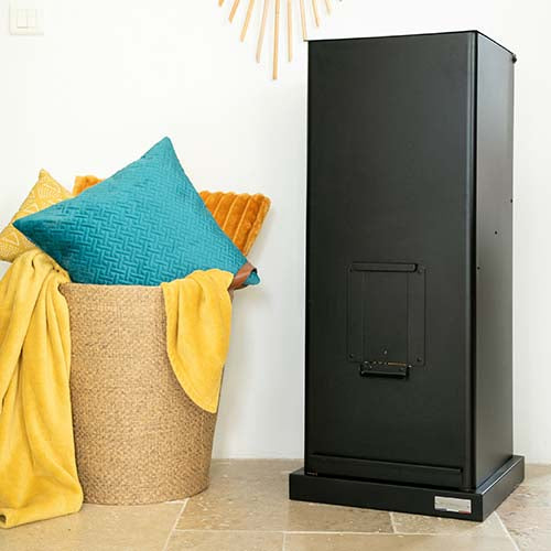 Coffre à granulés Original XXL à trémie Noir - LE MARQUIER ambiance décoration sobre