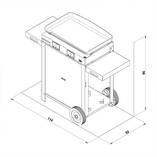 Plancha Électrique INITIAL 65 Sur Chariot Noir - ENO dimensions