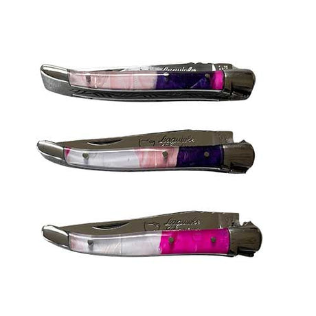 Couteau Pliant Laguiole avec Etui en Cuir Violet OFFERT - Au Sabot