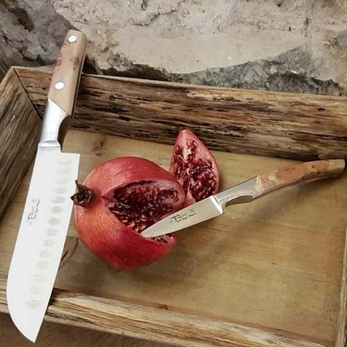 Couteau Santoku Alvéolé 17 cm Le Thiers - GOYON-CHAZEAU bois de genévrier