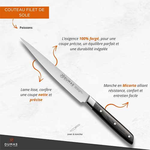 Couteau Filet de Sole Signature 18 cm Micarta - 32 DUMAS
